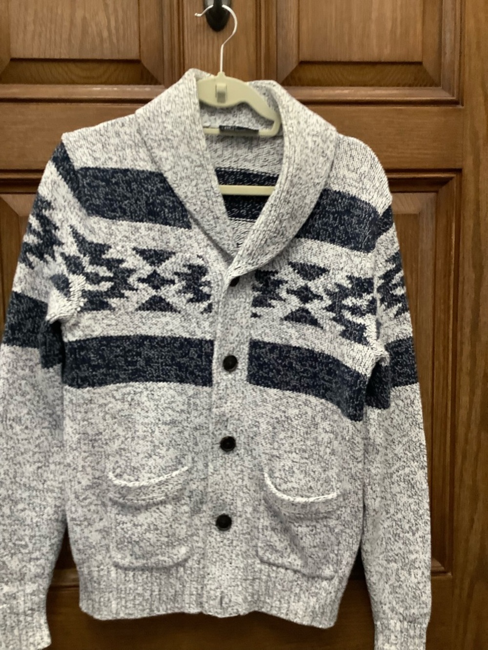 GAP Men's Shawl Collar Cardigan - Gray and Navy
